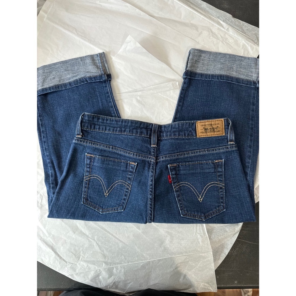 Levis 515 Capri Jeans Womens 6 Dark Wash Cuffed Cropped Denim Pants Mid Rise - Picture 2 of 5